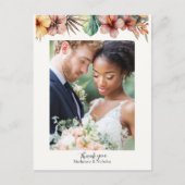 Tropical Boho Floral Wedding Danke Postcard Postkarte (Vorderseite)