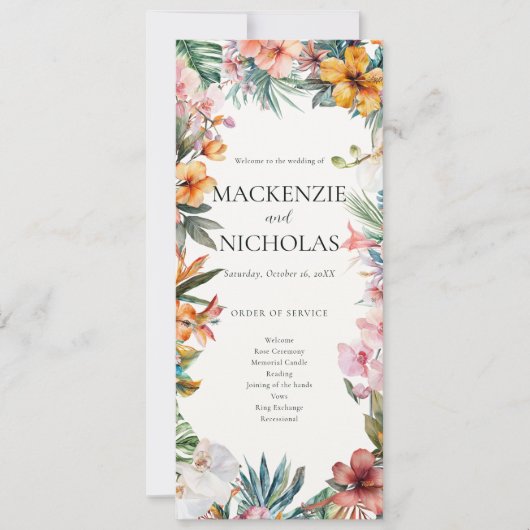 Tropical Boho Floral Wedding Program (Vorderseite)