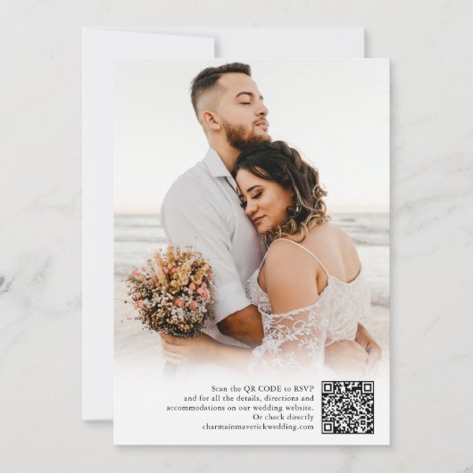 Tropical Boho Getrocknete Blume | Foto QR Code Hoc Einladung (Vorderseite)