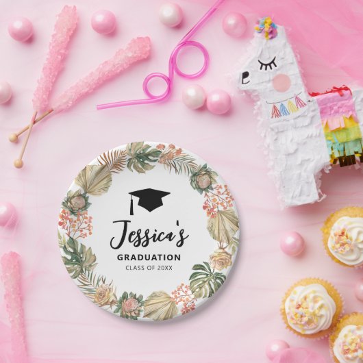 Tropical Boho getrocknete Palmen Blätter Wreath Ab Pappteller (Party)