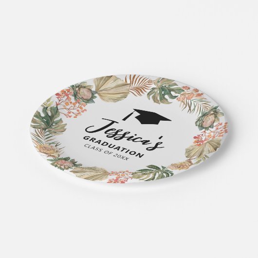 Tropical Boho getrocknete Palmen Blätter Wreath Ab Pappteller (Schrägansicht)