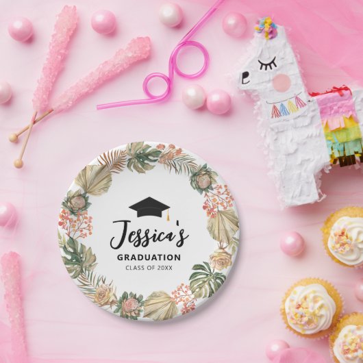 Tropical Boho getrocknete Palmen Blätter Wreath Ab Pappteller (Party)