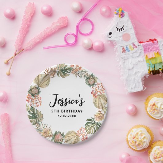 Tropical Boho getrocknete Palmen Blätter Wreath Ge Pappteller (Party)