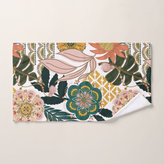 Tropical Boho Greenery Floral Badhandtuch Set (Handtuch)