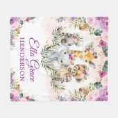 Tropical Boho Jungle Safari Wild Animals Baby Girl Fleecedecke (Vorderseite (Horizontal))