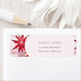Tropical Boho Lively Red Blush Red Floral Address
