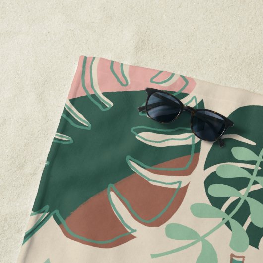 Tropical Boho Monstera Mit Monogramm Badetuch (Beispiel)