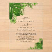 Tropical Boho Palm Beach Wedite Acryleinladungen (Vorderseite)