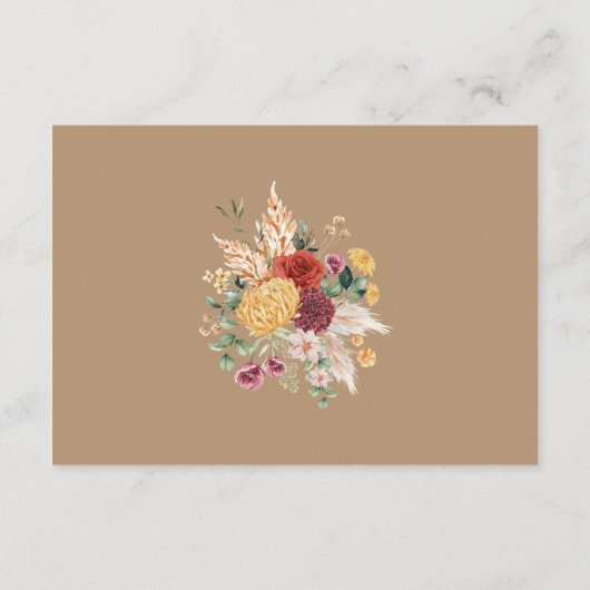 Tropical Boho Pampas Blumengarten Hochzeitsstimmun Begleitkarte (Rückseite)