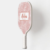 Tropical Boho Pink Palm Leaf Muster Pickleball Schläger (Links)