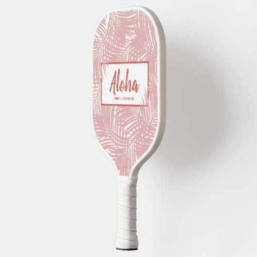 Tropical Boho Pink Palm Leaf Muster Pickleball Schläger (Links)