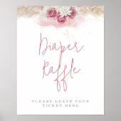 Tropical Boho Pink Roses Kinderdusche Windelwindel Poster (Vorne)