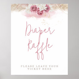 Tropical Boho Pink Roses Kinderdusche Windelwindel Poster