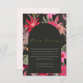 Tropical Boho Red Dark Floral Wedding Details Begleitkarte (Vorne/Hinten)