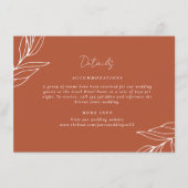Tropical Boho Rust Wedding Details Begleitkarte (Vorderseite)