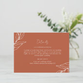 Tropical Boho Rust Wedding Details Begleitkarte (Stehend Vorderseite)