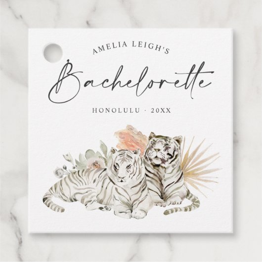 Tropical Boho Tigers Bachelorette Geschenkanhänger (Vorderseite)
