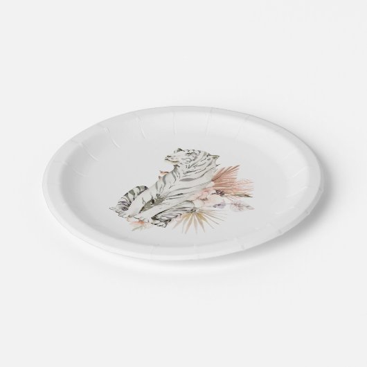 Tropical Boho Tigers Bachelorette Pappteller (Schrägansicht)