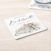 Tropical Boho Tigers Bachelorette Rechteckiger Pappuntersetzer (angewinkelt)