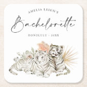 Tropical Boho Tigers Bachelorette Rechteckiger Pappuntersetzer (Vorderseite)