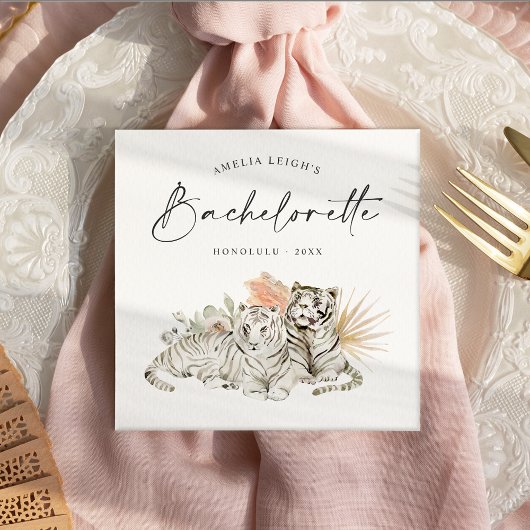 Tropical Boho Tigers Bachelorette Serviette