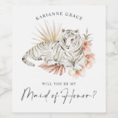 Tropical Boho Tigers werden Sie meine Trauzeugin s Weinetikett (Einzelnes Label)
