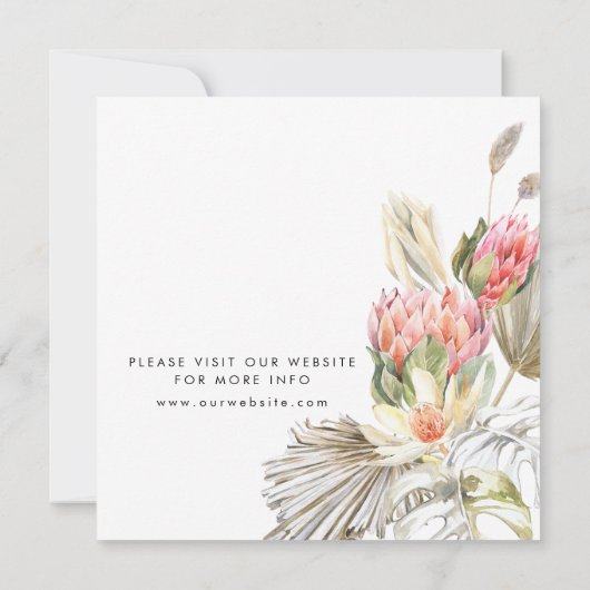 Tropical Boho Wedding Arch Save the Date Ankündigung (Rückseite)