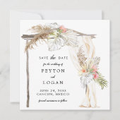 Tropical Boho Wedding Arch Save the Date Ankündigung (Vorderseite)