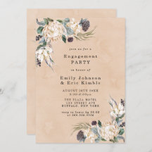 Tropical Boho White Protea Engagement Party Invita