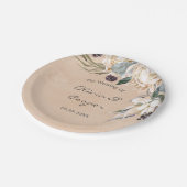 Tropical Boho White Protea Floral Wedding Pappteller (Schrägansicht)