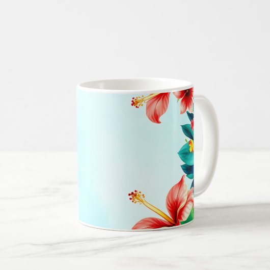 Tropical Bold Watercolor Mug – Vibrant Palm Kaffeetasse (VorderseiteRechts)