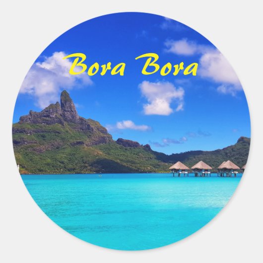 Tropical Bora Bora Landschaftlicher Inselurlaub Runder Aufkleber (Vorderseite)