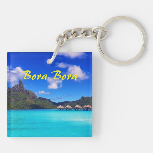 Tropical Bora Bora Landschaftlicher Inselurlaub Schlüsselanhänger (Rückseite)