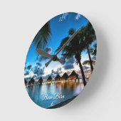 Tropical Bora Bora Runde Wanduhr (Winkel)
