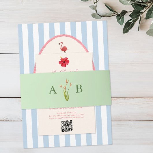 Tropical Botanical Floral Wedding Invitation Einladungsbanderole