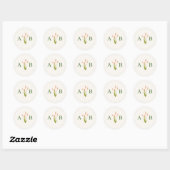 Tropical Botanical Floral Wedding Monogram Runder Aufkleber (Blatt)