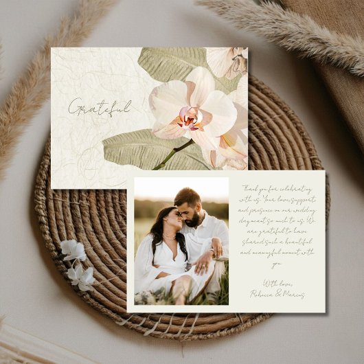 Tropical Botanical Garden Wedding Photo Thank You Dankeskarte