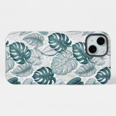 Tropical Botanical Green Monsteras iPhone Hülle (Rückseite (Horizontal))