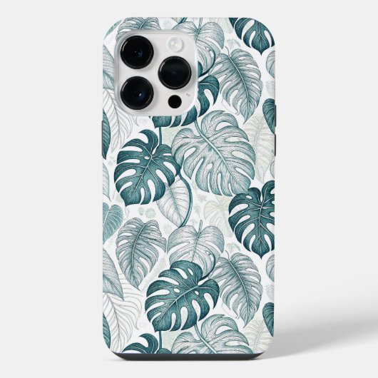 Tropical Botanical Green Monsteras iPhone Hülle (Rückseite)
