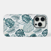 Tropical Botanical Green Monsteras iPhone Hülle (Rückseite (Horizontal))