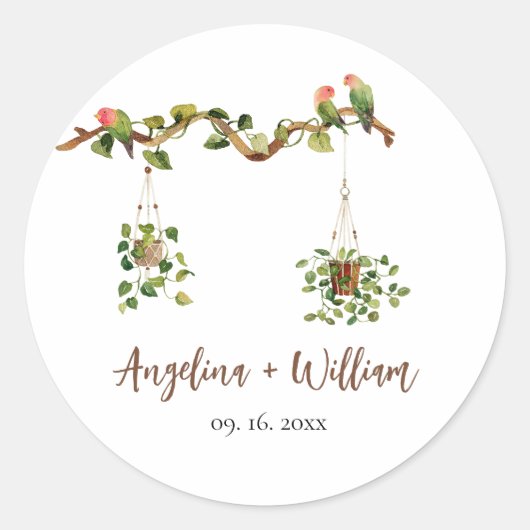 Tropical Botanical Greenery Wedding Stickers (Vorderseite)