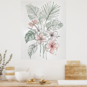 Tropical Botanical Line Art Wall Print Poster (Küche)