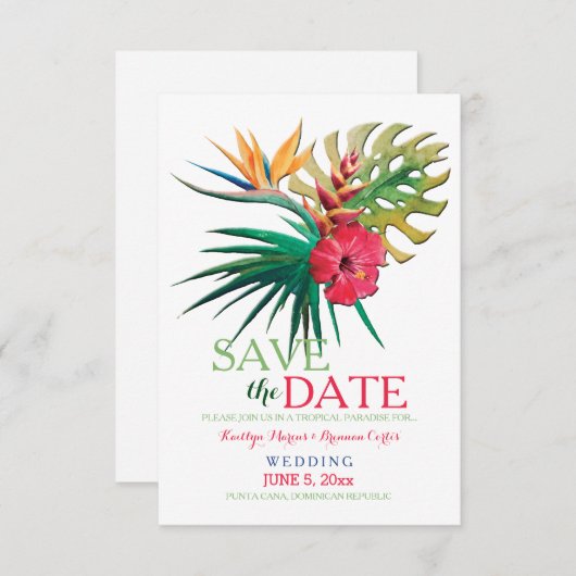 Tropical Bouquet Ankündigung Datum freihalten (Vorne/Hinten)