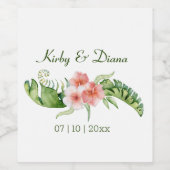 Tropical Bouquet Wedding Weinetikett (Einzelnes Label)