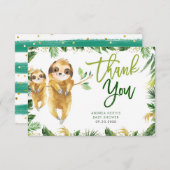 Tropical Boy Sloth Baby Dusche Danke Karte (Vorne/Hinten)