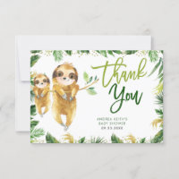 Tropical Boy Sloth Baby Dusche Danke Karte