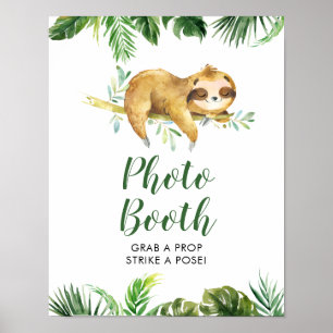 Tropical Boy Sloth Baby Dusche Foto Standzeichen Poster