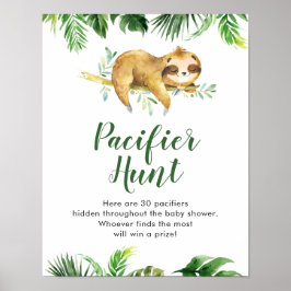 Tropical Boy Sloth Baby Dusche Schnuller Jagd Poster