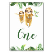 Tropical Boy Sloth Baby Dusche Tischnummer (Vorderseite)