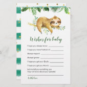Tropical Boy Sloth Baby Dusche Wünsche für Kinder (Vorne/Hinten)